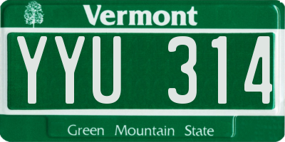 VT license plate YYU314