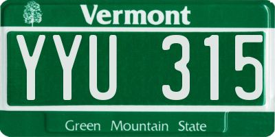 VT license plate YYU315