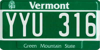 VT license plate YYU316