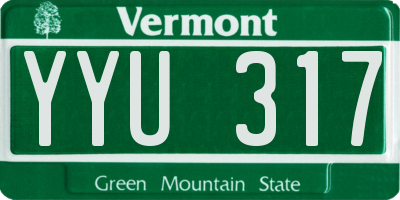 VT license plate YYU317