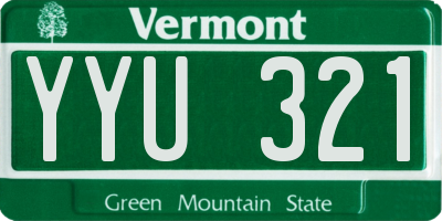 VT license plate YYU321