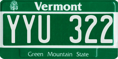 VT license plate YYU322