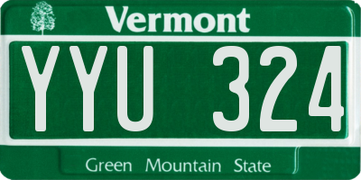 VT license plate YYU324