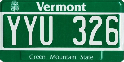 VT license plate YYU326