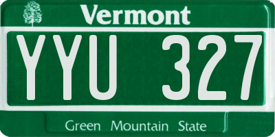 VT license plate YYU327