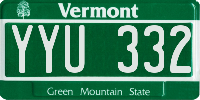 VT license plate YYU332
