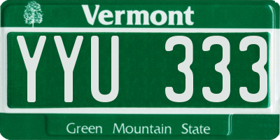 VT license plate YYU333