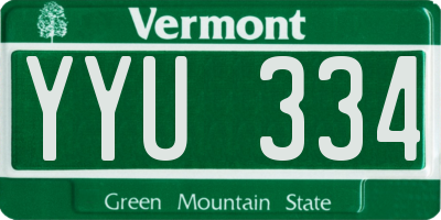 VT license plate YYU334