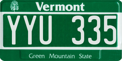 VT license plate YYU335