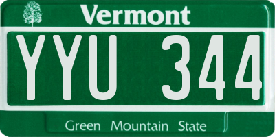 VT license plate YYU344