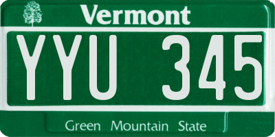 VT license plate YYU345