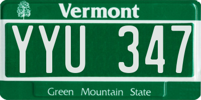 VT license plate YYU347