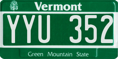 VT license plate YYU352