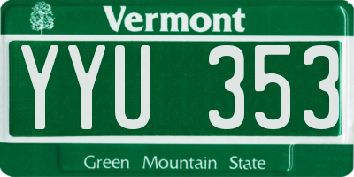 VT license plate YYU353