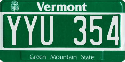 VT license plate YYU354