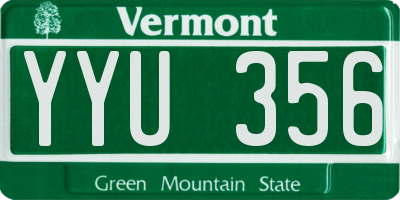 VT license plate YYU356