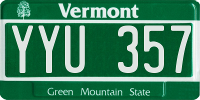 VT license plate YYU357