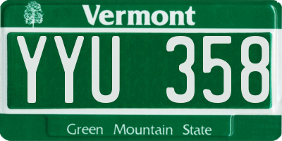 VT license plate YYU358