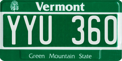 VT license plate YYU360