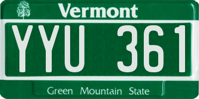 VT license plate YYU361