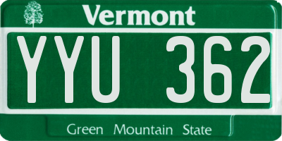 VT license plate YYU362