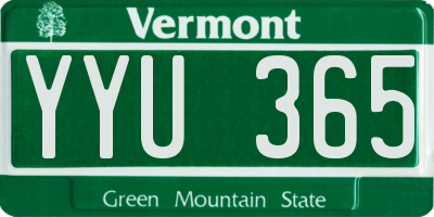 VT license plate YYU365