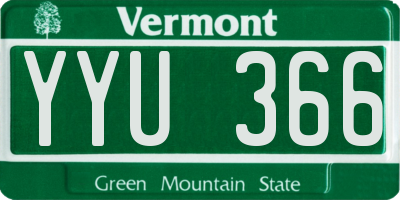 VT license plate YYU366
