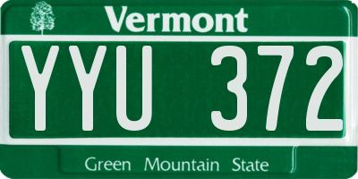 VT license plate YYU372