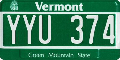 VT license plate YYU374