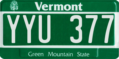 VT license plate YYU377