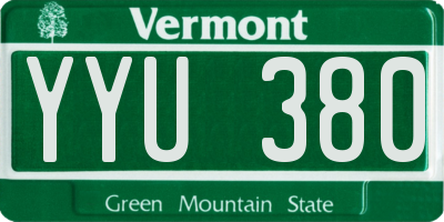 VT license plate YYU380