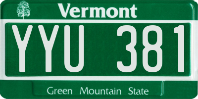 VT license plate YYU381