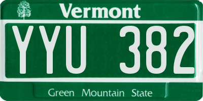 VT license plate YYU382