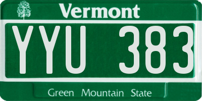 VT license plate YYU383