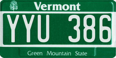 VT license plate YYU386