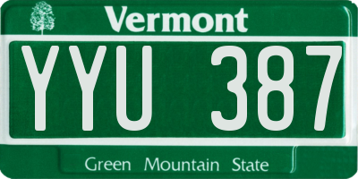 VT license plate YYU387