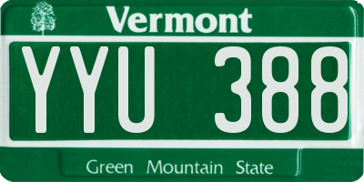 VT license plate YYU388