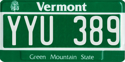 VT license plate YYU389