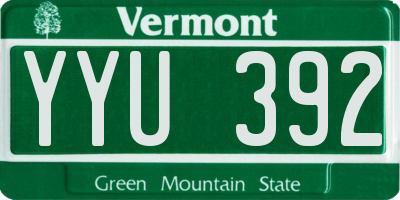VT license plate YYU392
