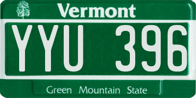 VT license plate YYU396