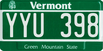 VT license plate YYU398