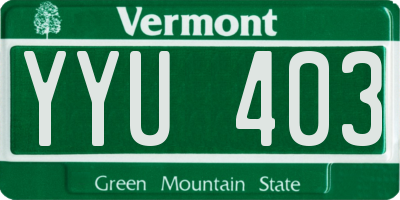 VT license plate YYU403