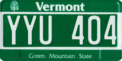 VT license plate YYU404