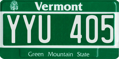 VT license plate YYU405
