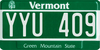 VT license plate YYU409
