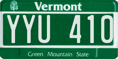 VT license plate YYU410