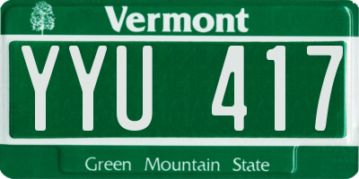 VT license plate YYU417