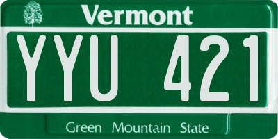 VT license plate YYU421