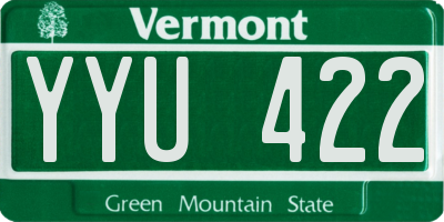 VT license plate YYU422