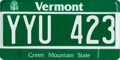 VT license plate YYU423